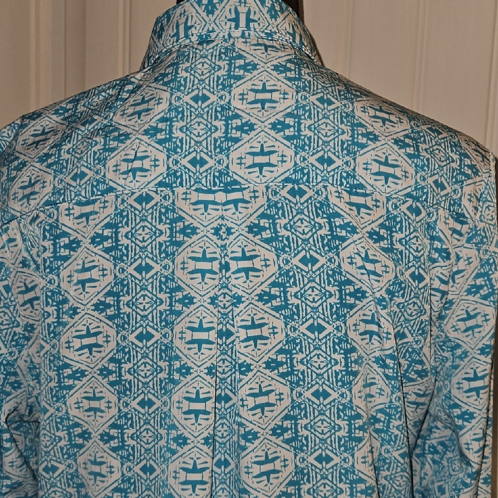 Vintage Chic Blue And White Patterned Women's But… - image 6